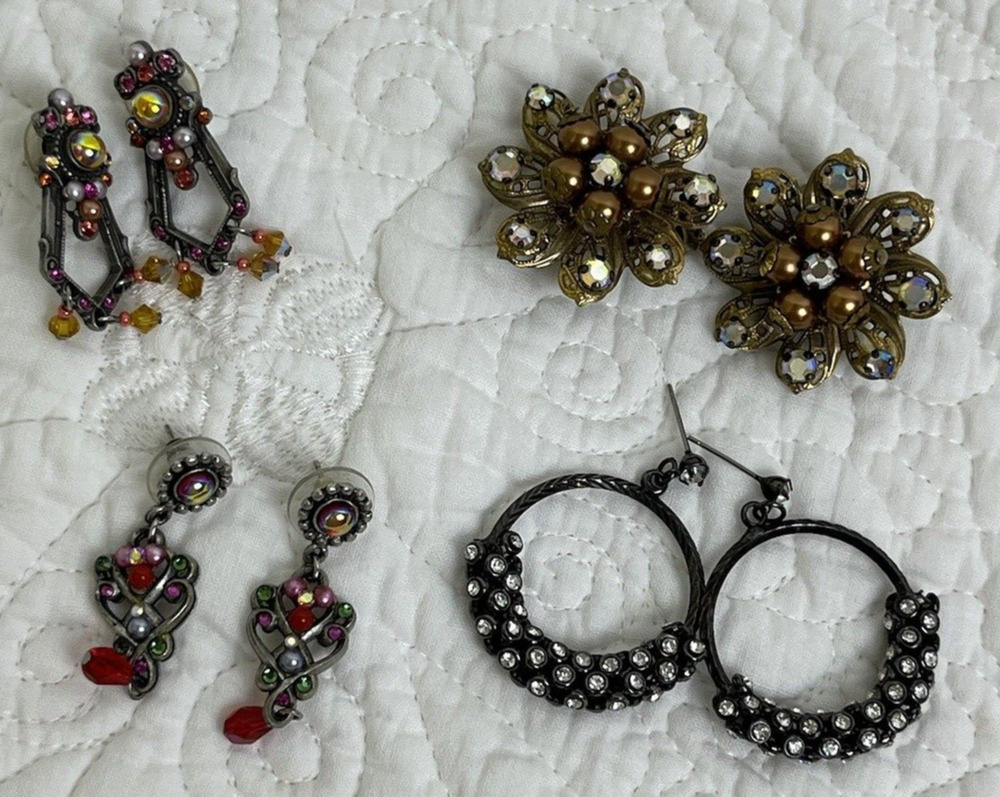 Women's Costume Jewelry Earrings Rhinestone Beaded and Hoops